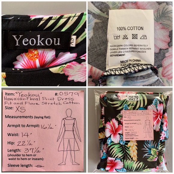 🌺 Hawaiian Floral Fit and Flair Dress Black 🌺 - Picture 10 of 11